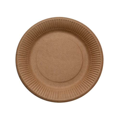 Тарелка бумажная Крафт двусторонний d-180мм