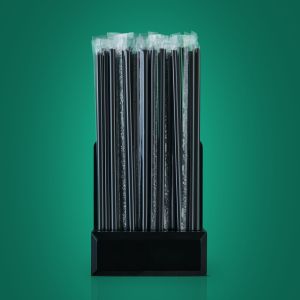 Трубочки в индивидуальной упаковке 8*240мм черные/прозрачные
